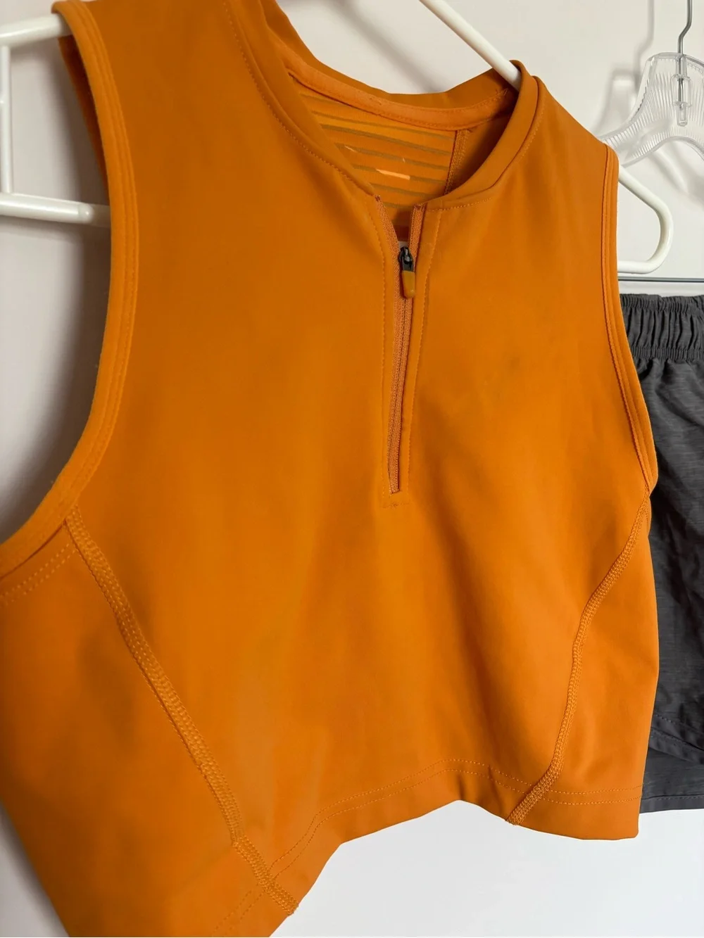 Nike Orange Cropped Athletic Tank with Gray Nike Running Shorts